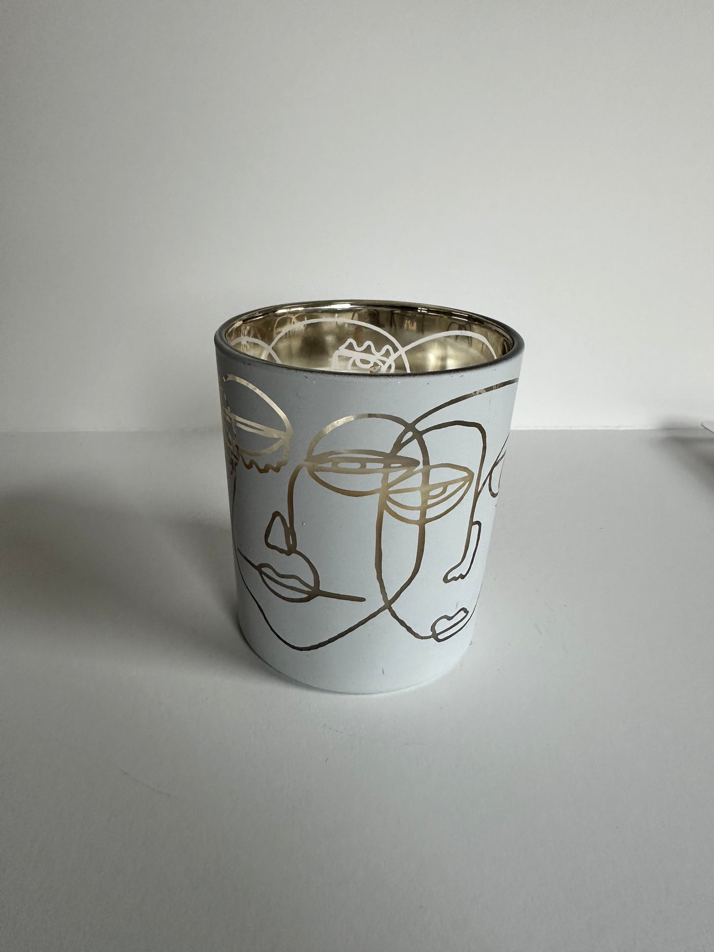 Kerze Gesichter  (weißes Glas)