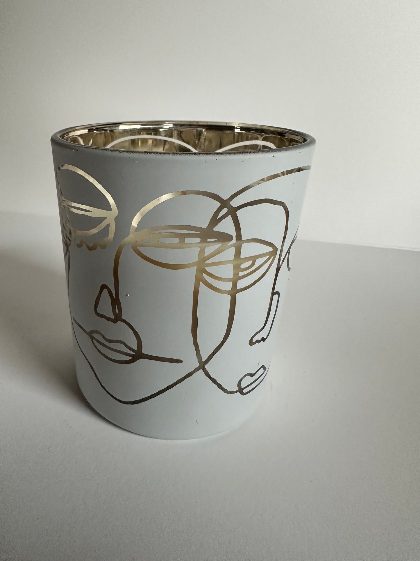 Kerze Gesichter  (weißes Glas)